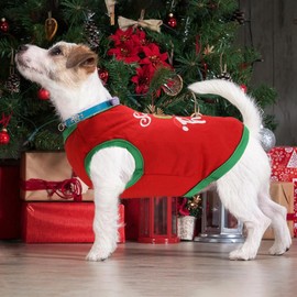 Christmas Dog Shirt - Soft Cotton, Stretchy, Lightweight Sleeveless Vest for Small to Large Dogs & Cats