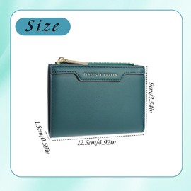 Andiker Small Women Wallet, Bifold PU Leather Purse with a Zipper Pocket ID Window Credit Card Holder Button Closure Mini Short Ladies Wallet for Women go to Shop Party Travel Daily Use (Green)