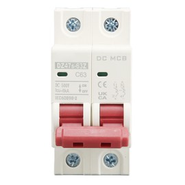 DC Miniature Circuit Breaker 2P 63A DC500V 6000A Breaking Capacity DIN Rail Mount for Solar PV System DZ47s 63Z C63