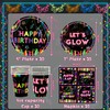 Glow Neon Party Tableware Supplies Serves 20 - Includes Plates,