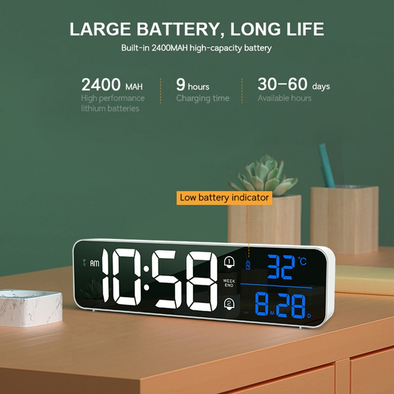 LED Digital Alarm Clock for Bedroom Electronic Clock with Thermometer