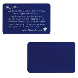 Queenberry Love You Forever Laser Engraving Metal Wallet Love Note Mini Insert Card to My Husband Wife anniversary - Navy