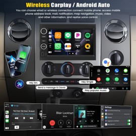 [4G+64G]Android 13 Car Stereo for Ford F150 F250 F350 Fusion Edge Explorer Taurus Freestar with Wireless CarPlay Android Auto,7"Touchscreen Car Radio with WiFi/GPS,Bluetooth,FM/RDS,SWC+Backup Camera
