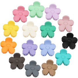 15 PCS Small Hair Claw Clips Cute Flower Hair Clips – 1.49 Inch Jaw Clips for Women Girls Thin/Medium/Thick Hair, 15 Colors Nonslip Strong Hold Hair Clamps Catch Barrettes Hair Accessories