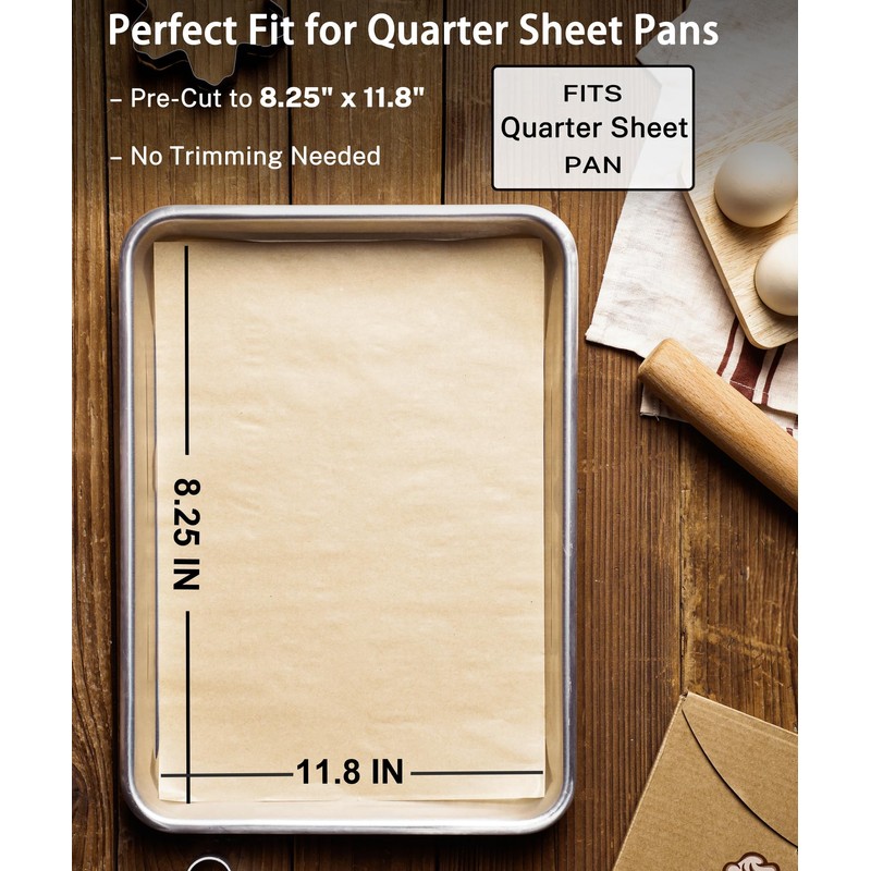 300 Sheets Unbleached Parchment Paper for Baking – 8.25" x