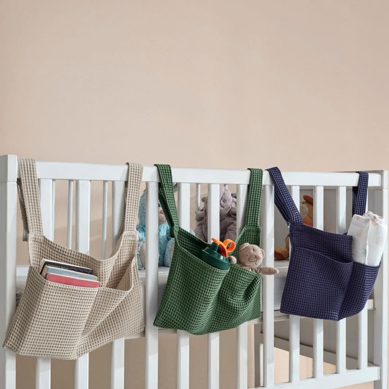 Aaricon Baby Bedside Hanging Storage Bag,2 Pockets Organizer for Baby