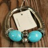 Marysol Turquoise & Silver Tone Stretch Bracelet NWT Mary Sol