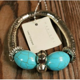 Marysol Turquoise & Silver Tone Stretch Bracelet NWT Mary Sol womens fashion