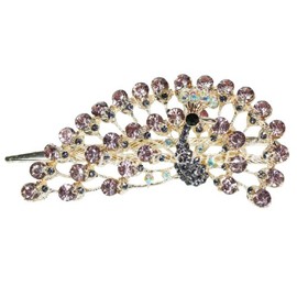 Beautiful Crystal Peacock Hair Clips Metal Clip Hair Clip Rhinestone & Acrylic Purple Gold 5258