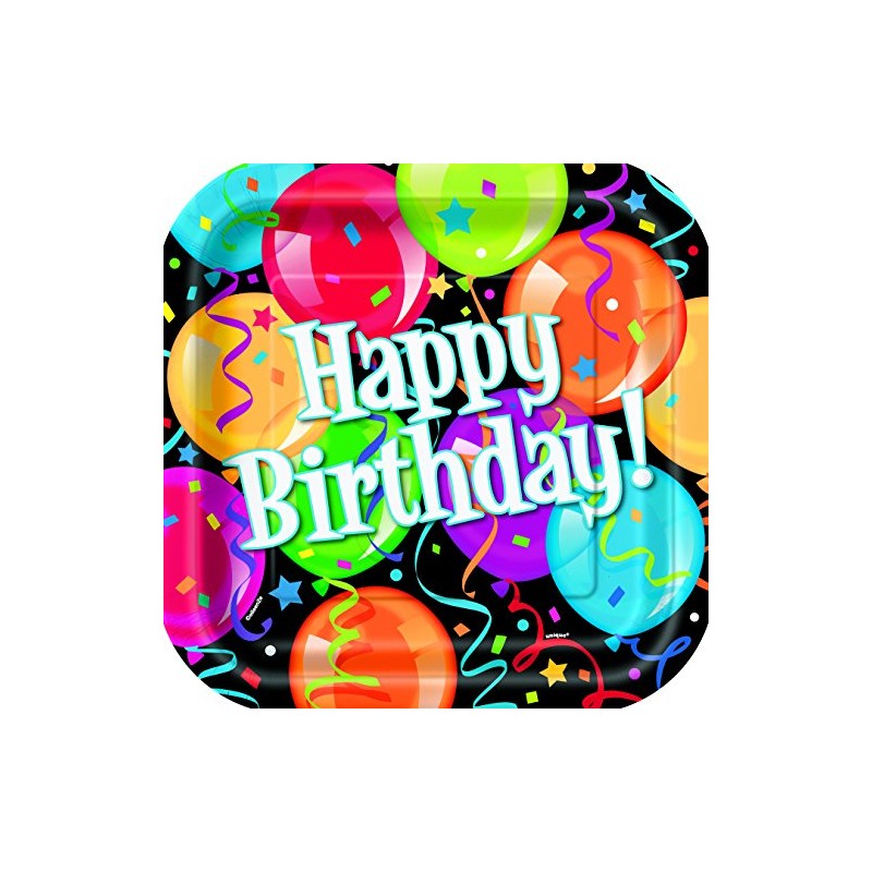 Unique Party 42015 - 23cm Square Bravo Birthday Party Plates,