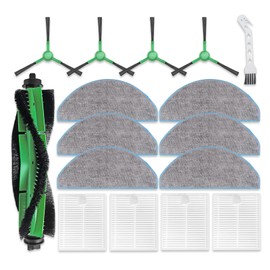 16 PCS Replacement Parts Compatible For iRobot Roomba Combo Essential Y0140, Y0110, Y054020, Y0112, 105 Combo, Roomba Essential Vac 2 Q0520, Q0120, 1 Main Brush, 4 Side Brushes, 4 Hepa Filters, 6 Mops
