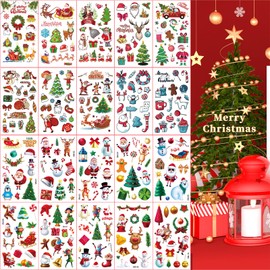 Children's Christmas Tattoos, 20 Sheets Temporary Tattoos Stickers for Boys and Girls, Christmas Stocking Fillers, Party Bags, Children's Birthday Gift Bags, Play, Festival Accessories, Decoration
