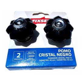 Manija Perilla Tirador Pomo De Cristal Negro 2 Piezas Lujo