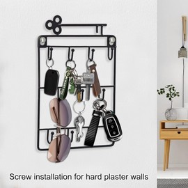 Echehi Key Holder for Wall, Key Hanger with 3 Ways Mounting Hardware, Key Rack with 11 Key Hooks to Hang Keyrings, Dog Leash, Umbrella, Sunglasses, Jewelry Necklaces