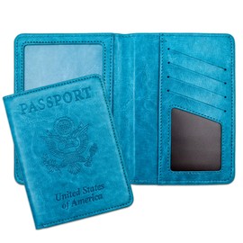 XZVXZV Passport Holder for Travel Essentials RFID Blocking Wallet Card Case PU Leather Passport Cover Women and Men (Blue)