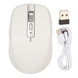 2.4G Wireless Mouse Dual Mode 2400 DPI Bluetooth Mouse with 14 RGB Lighting Effects for Laptop for Windows for OS X Blanc