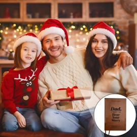 Dad,I Want To Hear Your Story,Black Gold Foil Lettering Father Shares Life Journal, Leather Wrapped Hardcover Father's Story Journal, Father's Birthday Gift