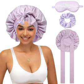 WELROG Silk Hood for Sleeping for Women - Satin Hair Cap for Night Bonnet Sleep Cap Sleep Cap Hair Protect Sleep Cap Silk to Protect Hair, purple