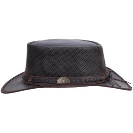 Scippis Springbrook Air – Unisex Lederhut, knautschbar, atmungsaktiv mit Luftzirkulation – Perfekt für Outdoor & Reisen (DE/NL/SE/PL, Alphanumerisch, M, Braun)
