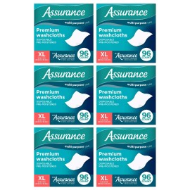 Assurance Premium Disposable Washcloths Size XL Count of 576 Total -6 Pack of 96