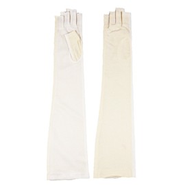 Blocks 99% of UV Rays! Cool Touch, UV Protection, Soy Fiber Long Gloves, Moisturizing, Fingertip Type, Does Not Touch Door Knobs, Contact Prevention, Washable, White, F, white