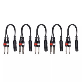 Kurrent Electric (5) Pack 1/4 Inch Stereo TRS Female to 2 X 1/4 Inch Male Mono Y Splitter Cable
