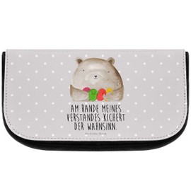 Mr. & Mrs. Panda Cosmetic Bag Bear Feeling - Gift, Toiletry Bag, Twisted, Madness, Makeup Bag, Crazy Makeup Bag, Cosmetic Bag, gray, Hand Drawn