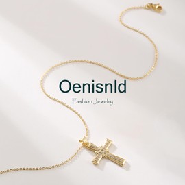 Oenisnld Cross Necklace for Women, Dainty 14K Gold Plated Cross Choker Pendant Jewelry Non Tarnish Trendy Necklace Jewelry Gifts