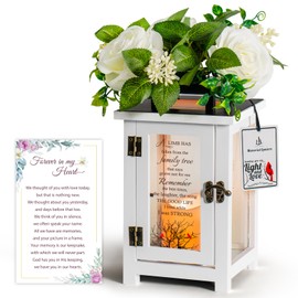 HN HAIINAA Memorial Lantern Sympathy Gift Bereavement Gift Idea with Sympathy Rose Flowers for Loss of Loved One Memorial Gift for Loss of Mother Father Brother Sister Husband