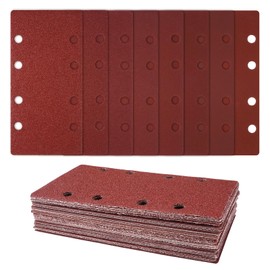 40 pieces 93 x 185 mm sandpaper set, 60 80 120 180 320 600 800 1000 grit, 8 holes sanding sheet set, rectangular sanding pad, orbital sandpaper for orbital sanders, wood and paint
