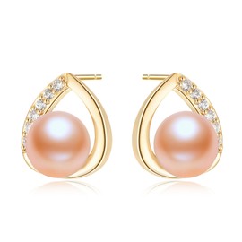 AINUOSHI Pink Pearl Earrings Tear Stud Earrings Women's Jewellery Gifts for Women Mum Girlfriend Mother's Day Birthday, Sterling Silver