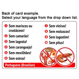 SelectWisely List of Shellfish Allergy Translation Card (2 Pack) - Translated in Thai or any of 52 languages
