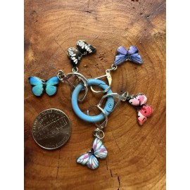 Handmade Medium  Enamel Butterfly Yarn Markers 5 Per Order
