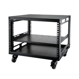 JIZEUO 6U Open Frame Server Rack with Wheels Free Standing Network Server Rack for Servers & AV Gear Black