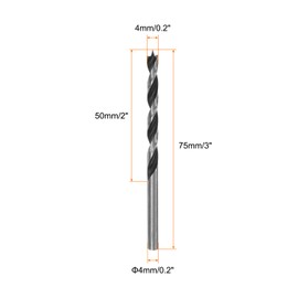 HARFINGTON Brad Point Drill Bits 4mm(10/64") Dia Straight Round Shank Drill Metric Brad Point 2" Drilling Depth Spiral Twist Drill Bits for Carpenter Woodworking Plastic Rubber