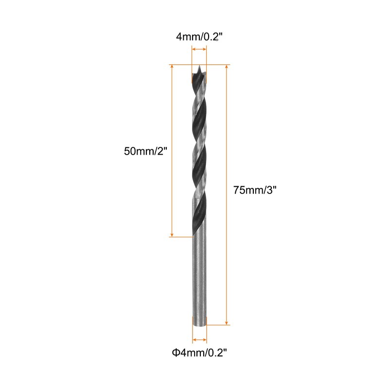 HARFINGTON Brad Point Drill Bits 4mm(10/64") Dia Straight Round Shank