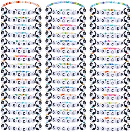 Ecation 96 Pcs Soccer Bracelets Team Gift Soccer Party Favors Sports Bracelets Bulk Clay Beaded Bracelets Stretch Adjustable Colorful Bracelets for Team Gifts Men Women Sports Party Favors