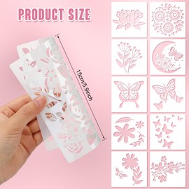 60 Pcs 6x6 Inch Flower Stencils for Painting on Wood Reusable Floral Stencils Bird Wall Stencil Butterfly Leaf Drawing Template DIY Craft Summer Stencils for Painting on Wood Wall Canvas