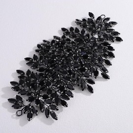 Lenjicons Bridal Rhinestone Hair Comb Large Rhienstone Wedding Headpiece Handmade Crystal Hair Comb for Bride Wedding Hair Accessories for Women (black)