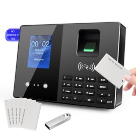 JIAN BOLAND Time Clock-Time Clocks for Employees Small Business-Badges& Fingerprint Attendance Machine, 0 Monthly Fee Office in/Out Punch Clock, with 5 Badges-T200