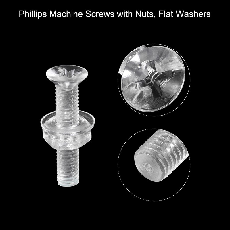 sourcing map 20 Sets Phillips Machine Screws M3 x 16