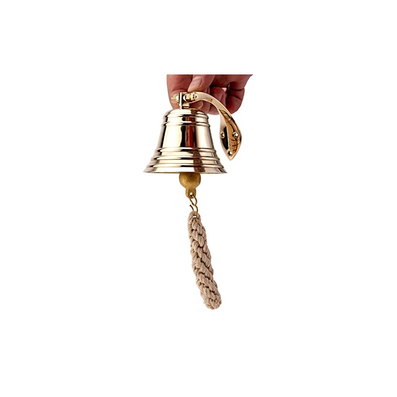 NKlaus 11572 Ship Bell Brass Gold with Wall Bracket and