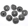 Metal Buttons 22 mm Round Antique Silver Buttons Flowers Eyelet