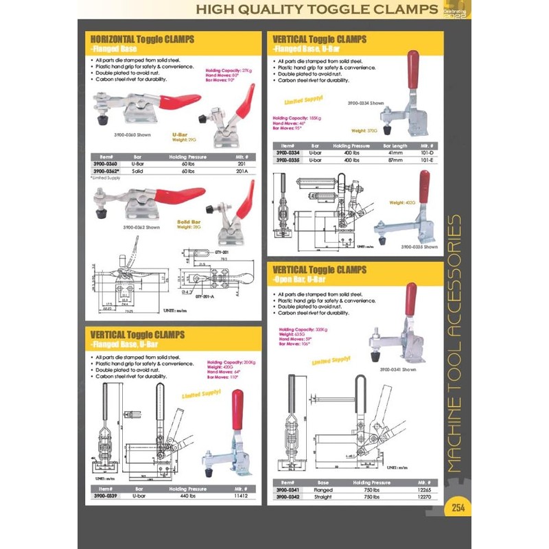 HHIP 3900-0388 Push and Pull Clamp with 45 Degree Handle