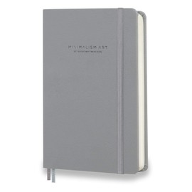 Minimalism Art, Premium Hard Cover Notebook Journal, Small, Classic 5" x 8.3", Squared Grid Page, Gray, 122 Numbered Pages, Gusseted Pocket, Ribbon Bookmark, Ink-Proof Paper 120gsm, San Francisco