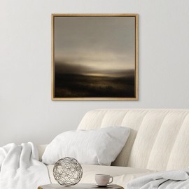 SIGNWIN Framed Canvas Print Wall Art Abstract Landscape Minimalist Dark Horizon Illustrations Modern Art Decorative Boho Relax/Zen Nordic for Living Room, Bedroom, Office - 24"x24" NATURAL