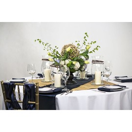 LinenTablecloth 14 x 108-Inch Satin Table Runner Navy Blue