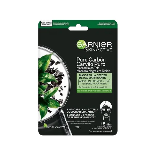 Garnier Mascarilla Facial Carbón Con Ácido Hialurónico Tipo de piel