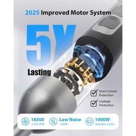 1000W Powerful Immersion Blender Handheld, 2025 New Update Hand Blender with 25-Speed and Heavy-Duty Copper Motor, Silver