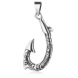 MATERIA by Matthias Wagner KA-23 Men's Pendant 925 Silver Fishing Hooks, Silver